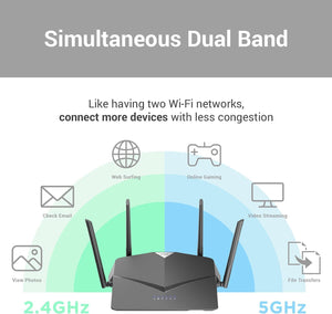 D-Link WiFi Router AC2600 EasyMesh Smart Internet Network Compatible with Alexa & Google Assistant, MU-MIMO Dual Band Gigabit Gaming Mesh (DIR-2640-US)