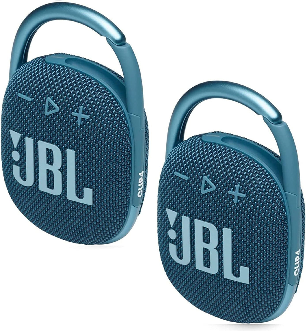 JBL 2 Pack Clip 4 Waterproof Wireless Audio Bluetooth Speaker Bundle (Blue)