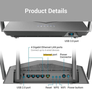 D-Link WiFi Router AC2600 EasyMesh Smart Internet Network Compatible with Alexa & Google Assistant, MU-MIMO Dual Band Gigabit Gaming Mesh (DIR-2640-US)