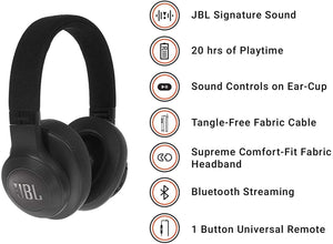 JBL E55BT Over-Ear Wireless Headphones Black