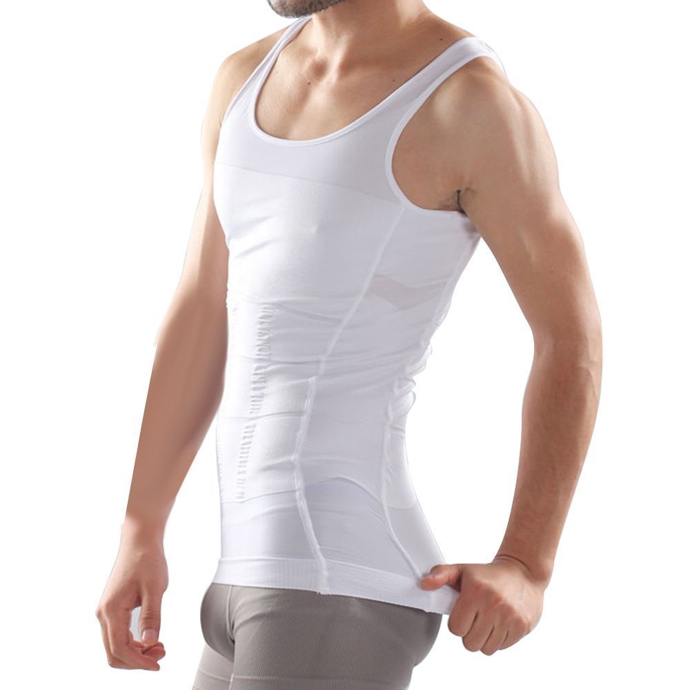 Beautyko USA 1 Pair Shape Enhancing Abs Sculpting Trim Undershirt, White, X-Large