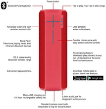 Load image into Gallery viewer, Ultimate Ears Boom 2 Cherry Bomb Wireless Mobile Bluetooth Speaker Waterproof and Shockproof (Renewed)
