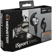 Load image into Gallery viewer, Monster iSport Strive In-Ear Sports Headphones - Black, Running, Sweatproof
