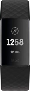 Fitbit Charge 3 Fitness Activity Tracker, Graphite/Black, one Size (no fitbit Warranty Support), 0.06 Pound (Renewed)