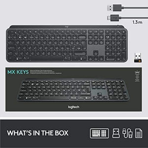 Logitech MX Keys Advanced Wireless Illuminated Keyboard - Graphite (Renewed)