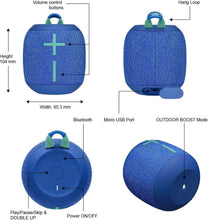 Load image into Gallery viewer, Logitech Ultimate Ears WONDERBOOM 2 Portable Waterproof Bluetooth Speaker - Wireless Boom Box - Non Retail Packaging (Bermuda Blue) (Renewed)
