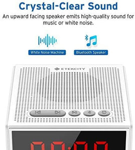 Etekcity White Noise Machine with Bluetooth Speaker LCD Digital Clock, Timer & Memory Function, Portable Rechargeable Sound Machine for Sleeping Baby Adult Office Privacy or Travel