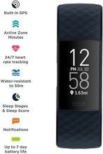 Load image into Gallery viewer, Fitbit Charge 4 Advanced Fitness Tracker W/ Built-in GPS, Fitbit Pay, 24/7 Heart Rate Tracking, Sleep Score, 7 Days Battery - US Model (Black &amp; Blue S/L Bands Included) Storm Blue
