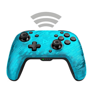PDP Gaming Wireless Deluxe Controller Faceplate: Blue Camo - Nintendo Switch Faceoff (Renewed)