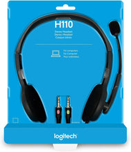 Load image into Gallery viewer, Logitech Stereo Headset H110, Standard Packaging, Silver (Renewed)
