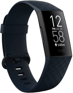 Fitbit Charge 4 Advanced Fitness Tracker W/ Built-in GPS, Fitbit Pay, 24/7 Heart Rate Tracking, Sleep Score, 7 Days Battery - US Model (Black & Blue S/L Bands Included) Storm Blue