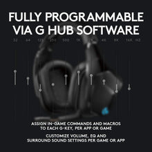 Load image into Gallery viewer, Logitech G935 Wireless DTS:X 7.1 Surround Sound LIGHTSYNC RGB PC Gaming Headset - Black, Blue (Renewed)
