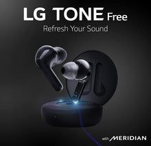 Load image into Gallery viewer, LG Tone Free HBS-FN4 - True Wireless Bluetooth Earbuds with Hi-Fi Sound Solution by Meridian Audio, Dual Microphones in Each Earbud, and IPX4 Water Resistance - Black (Renewed)
