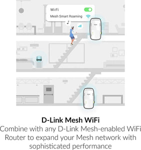 D-Link WiFi Range Extender Mesh Gigabit AC1900 Dual Band Wireless or Ethernet Port (DAP-1955-US) (Renewed)