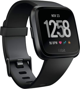 Fitbit Versa Smart Watch, Black/Black Aluminium, One Size (S & L Bands Included) (Renewed)