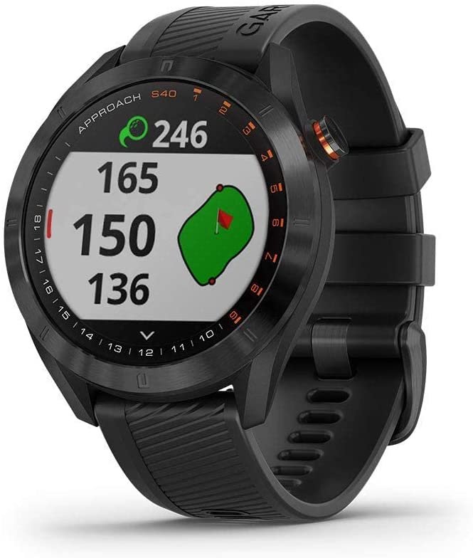 Garmin Approach S40, Stylish GPS Golf Smartwatch, Lightweight with Touchscreen Display, Black (Renewed)