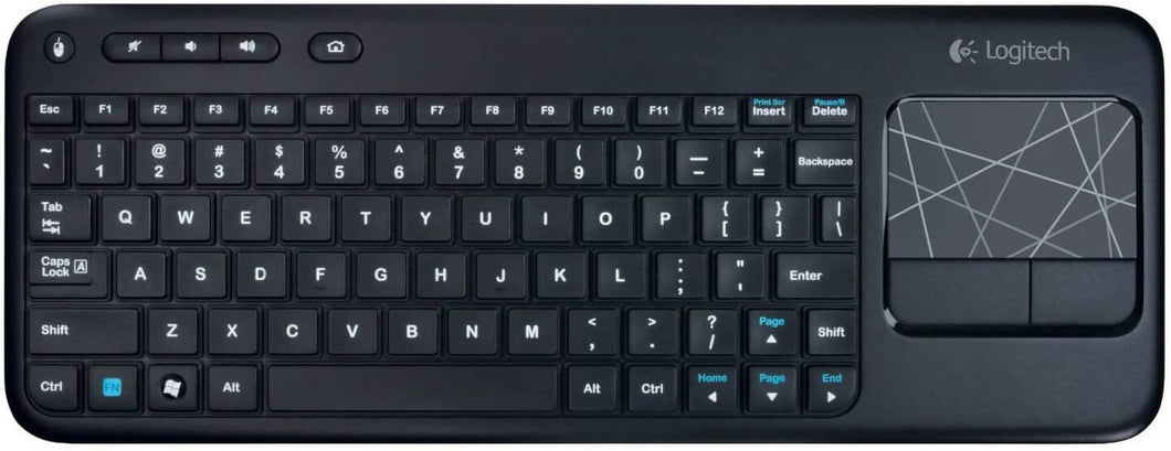 Logitech Wireless Touch K400r USB Compact Keyboard w/3.5in Touchpad - 920-003070 - Black(Renewed)