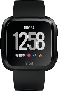 Fitbit Versa Smart Watch, Black/Black Aluminium, One Size (S & L Bands Included) (Renewed)