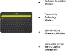 Load image into Gallery viewer, Logitech Bluetooth Multi-Device Keyboard K480 for Computers. Tablets and Smartphones. Black, Compact, Dial and Switch, Spill-Resistant Keyboard - 920-006342 (Renewed)
