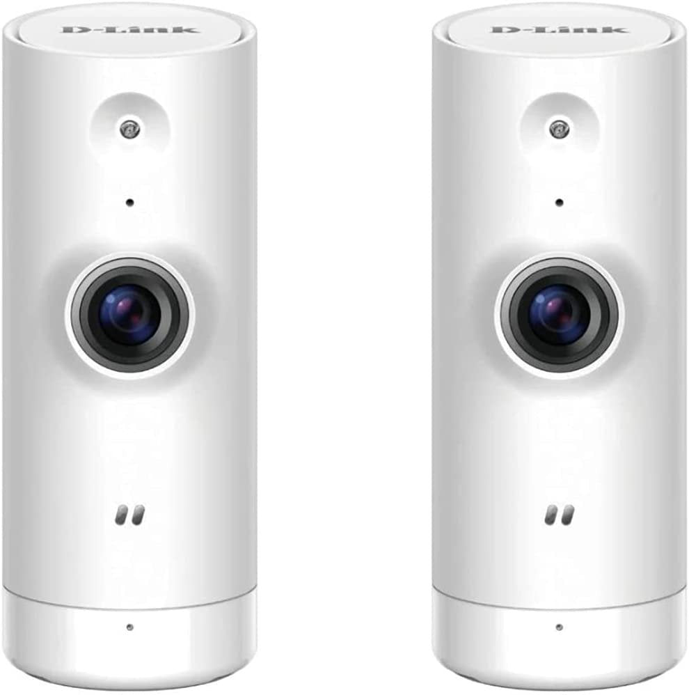 D-Link WiFi Security Camera HD, Mini Indoor, 2-Pack, Cloud Recording, Motion Detection and Night Vision, Compatible with Alexa (DCS-8000LH/2PK-US) (Renewed)