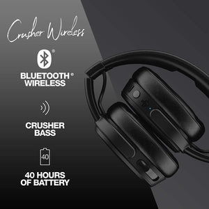 Skullcandy Crusher Bluetooth Wireless Over-Ear Headphones with Microphone, Noise Isolating Memory Foam, Adjustable and Immersive Stereo Haptic Bass, Rapid Charge 40-Hour Battery Life