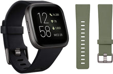 Load image into Gallery viewer, Fitbit Versa 2 Smartwatch Carbon (Black) with Bonus Bands (Olive)
