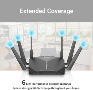 D-Link WiFi Router AC3000 EasyMesh Smart Internet Network Compatible with Alexa & Google Assistant, MU-MIMO Tri Band Gigabit Gaming Mesh (DIR-3040-US)