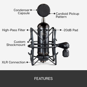 Blue Spark Blackout SL XLR Condenser Mic for Pro Recording and Streaming (137) (Renewed)