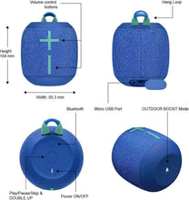 Load image into Gallery viewer, Logitech Ultimate Ears WONDERBOOM 2 Portable Waterproof Bluetooth Speaker - Wireless Boom Box - Non Retail Packaging (Bermuda Blue)

