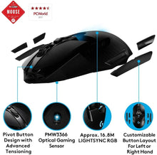 Load image into Gallery viewer, Logitech G903 LIGHTSPEED Wireless Gaming Mouse, 12,000 DPI, RGB, Lightweight, 7 to 11 Programmable Buttons, Long Battery Life, Compatible with PC / Mac - Black (Renewed)
