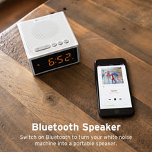 Load image into Gallery viewer, White Noise Machine with Bluetooth Speaker LCD Digital Clock, Timer &amp; Memory Function, Portable Rechargeable Sound Machine for Sleeping Baby, Office Privacy, or Travel, 2 Year Warranty
